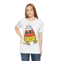 Funny Halloween Candy Corn Mummy Creeping Graphic T-Shirt