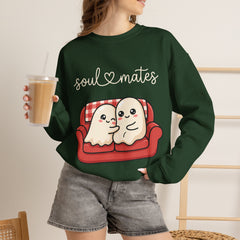 Cute Soul Mates Ghost Red Couch Retro Crewneck Sweatshirt