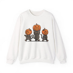 Cute Halloween Black Cats Pumpkin Helmet Crewneck Sweatshirt