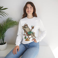 Funny Summer Mummy Relaxing On Beach Chair Halloween Crewneck Sweatshirt