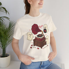 Funny Ghost Record Player Vinyl Gramophone Retro T-Shirt
