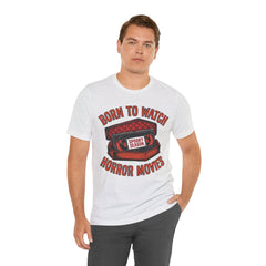 Funny Retro VHS Tape Coffin Born To Watch Horror Movies T-Shirt