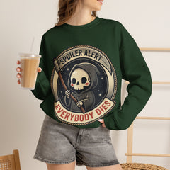 Funny Grim Reaper Spoiler Alert Everybody Dies 2 Crewneck Sweatshirt