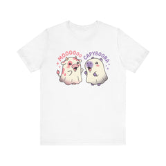 Funny Capyboora and Cow Ghost Retro Halloween T-Shirt