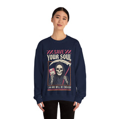 Funny Grim Reaper Floppy Disk Save Your Soul Crewneck Sweatshirt