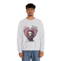 Funny Grim Reaper Today Not Today Daisy Plucking Crewneck Sweatshirt