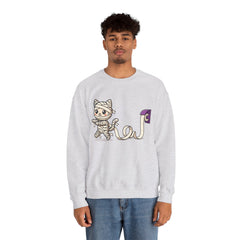 Funny Toilet Paper Mummy Cat Halloween Crewneck Sweatshirt