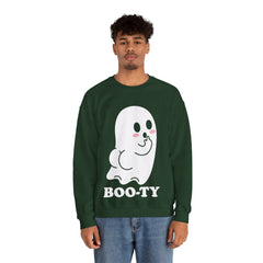 BOOty Cute Kawaii Cheeky Ghost Halloween Vector Art Crewneck Sweatshirt