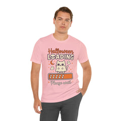 Halloween Loading Please Wait Cute Ghost Cat Purple T-Shirt
