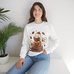 Cute Spooky Book Club Ghost Halloween Retro Crewneck Sweatshirt