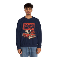 Funny Get In Losers We're Getting Spooky Retro Halloween Crewneck Sweatshirt