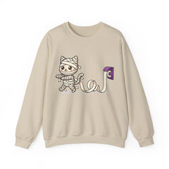 Funny Toilet Paper Mummy Cat Halloween Crewneck Sweatshirt