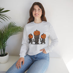 Cute Halloween Black Cats Pumpkin Helmet Crewneck Sweatshirt
