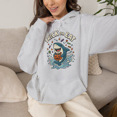 Funny Trick Or Eat Shark Pumpkin Halloween Hoodie
