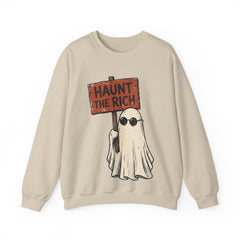 Spooky Protest Ghost Haunt The Rich Sarcastic Crewneck Sweatshirt