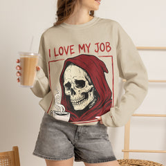 Sarcastic Grim Reaper Coffee Lover Retro Crewneck Sweatshirt