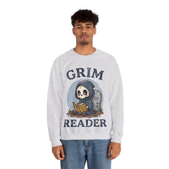 Funny Grim Reader Book Worm Retro Halloween Crewneck Sweatshirt