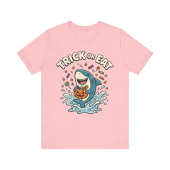 Funny Trick Or Eat Shark Pumpkin Halloween T-Shirt
