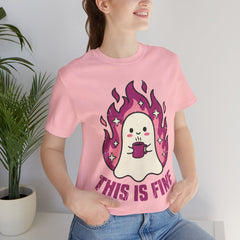 Funny Ghost This Is Fine Coffee Retro T-Shirt