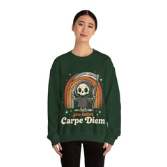 Funny Grim Reaper Carpe Diem Seize The Day Retro Crewneck Sweatshirt