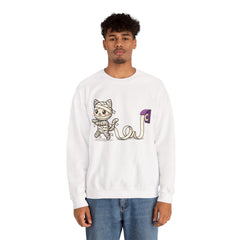 Funny Toilet Paper Mummy Cat Halloween Crewneck Sweatshirt