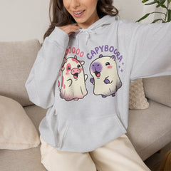 Funny Capyboora and Cow Ghost Retro Halloween Hoodie