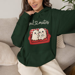 Cute Soul Mates Ghost Red Couch Retro Hoodie