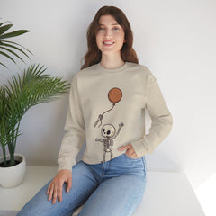Funny Skeleton Balloon Floating Hand Retro Halloween Crewneck Sweatshirt