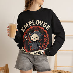 Funny Chibi Grim Reaper Employee Of The Month Retro Crewneck Sweatshirt