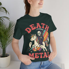 Death Metal Is Immortal Funny Grim Reaper Riding Unicorn T-Shirt