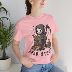 Funny Grim Reaper Read In Peace Book Cat T-Shirt