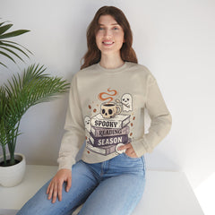 Spooky Reading Season Skull Coffee Mug Retro Crewneck Sweatshirt