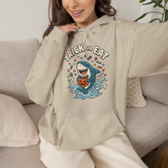 Funny Trick Or Eat Shark Pumpkin Halloween Hoodie
