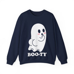 BOOty Cute Kawaii Cheeky Ghost Halloween Vector Art Crewneck Sweatshirt