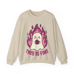 Funny Ghost This Is Fine Coffee Retro Crewneck Sweatshirt