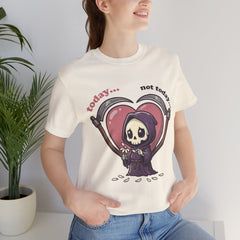 Funny Grim Reaper Today Not Today Daisy Plucking T-Shirt