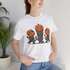 Cute Halloween Black Cats Pumpkin Helmet T-Shirt