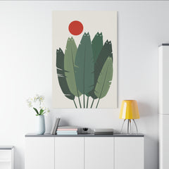 Banana Leaves Cat Canvas