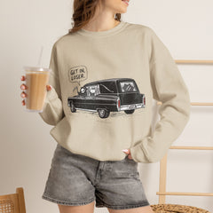 Funny Grim Reaper Hearse Get In Loser Retro Crewneck Sweatshirt