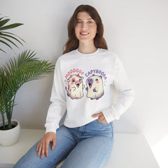 Funny Capyboora and Cow Ghost Retro Halloween Crewneck Sweatshirt
