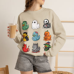 Cute Spooky Rubber Ducky Halloween Mascot Crewneck Sweatshirt