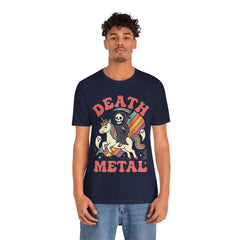 Death Metal Is Immortal Funny Grim Reaper Riding Unicorn T-Shirt