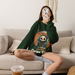 Funny Grim Reaper Carpe Diem Seize The Day Retro Crewneck Sweatshirt