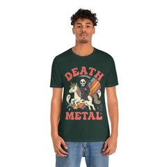 Death Metal Is Immortal Funny Grim Reaper Riding Unicorn T-Shirt