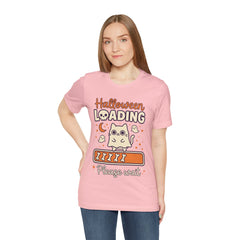 Halloween Loading Please Wait Cute Ghost Cat Purple T-Shirt
