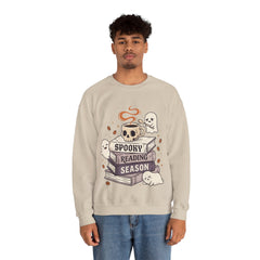 Spooky Reading Season Skull Coffee Mug Retro Crewneck Sweatshirt