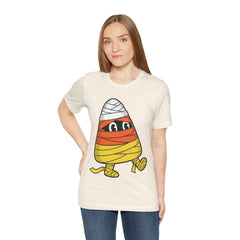 Funny Halloween Candy Corn Mummy Creeping Graphic T-Shirt