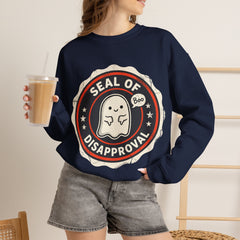 Funny Ghost Seal Of Disapproval Retro Badge Crewneck Sweatshirt