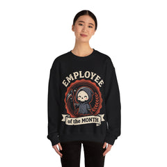 Funny Chibi Grim Reaper Employee Of The Month Retro Crewneck Sweatshirt