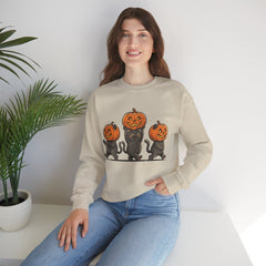 Cute Halloween Black Cats Pumpkin Helmet Crewneck Sweatshirt